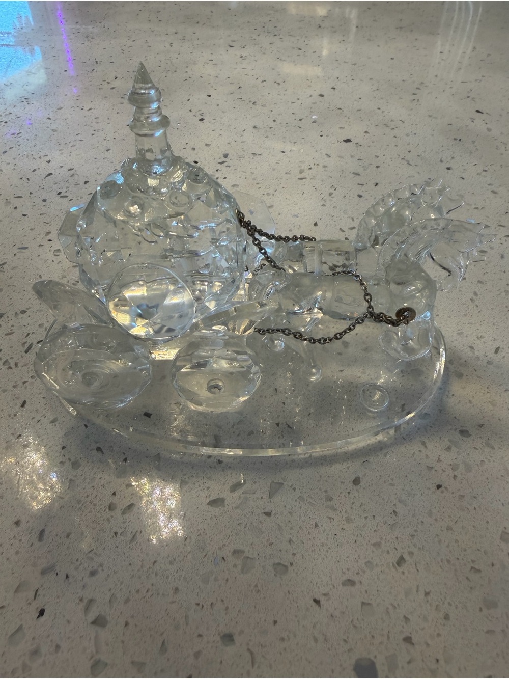 Brand New Crystal Glass Cinderella Horse & Carriage Figurine